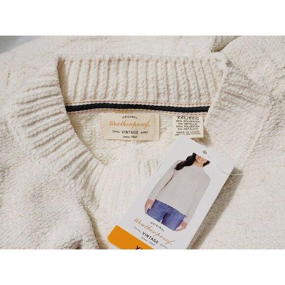 Weatherproof Chenille Holiday Sweater Womens XXL Whitecap Cream Sparkle $60 NWT - Picture 7 of 7
